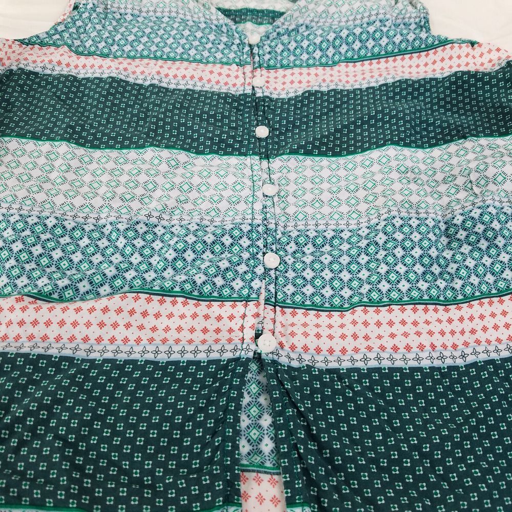 Liz Claiborne Shirt Womens Small Green Top Colorblock Sleeveless Split Neck - Picture 4 of 9